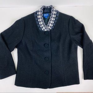 Aztec collar Pendleton black wool blazer